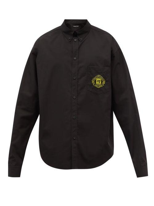 Balenciaga - Logo-appliqu Oversized Cotton-poplin Shirt - Mens - Black