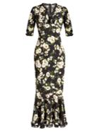 Dolce & Gabbana Floral-print Ruffle-trimmed Cady Dress