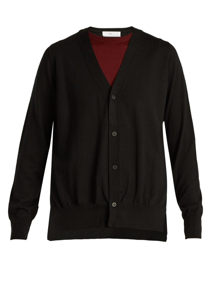 Toga Layered V-neck Wool Cardigan