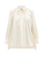 Matchesfashion.com Victoria Beckham - Stepped-hem Gathered Silk-charmeuse Blouse - Womens - White