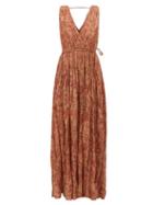 Matchesfashion.com Mes Demoiselles - Joconde Floral-print Pleated-cotton Dress - Womens - Brown Print