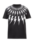 Neil Barrett - Lightning-print Cotton-jersey T-shirt - Mens - Black White