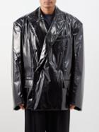 Balenciaga - Crinkled Coated-cotton Jacket - Mens - Black