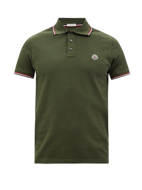 Moncler - Logo-appliqu Cotton-piqu Polo Shirt - Mens - Khaki