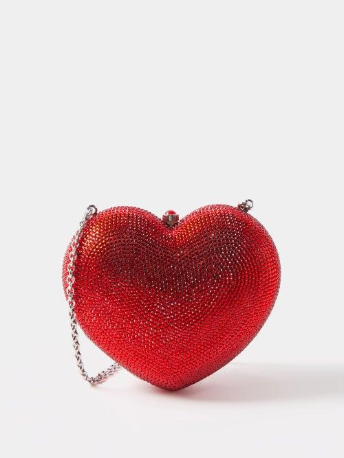 Judith Leiber - L'amour Petite Caur Crystal-embellished Clutch - Womens - Red