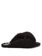 Balenciaga - Drapy Knotted Shearling Slides - Womens - Black