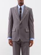 Gucci - Studded Notch-lapel Drill Suit Jacket - Mens - Grey