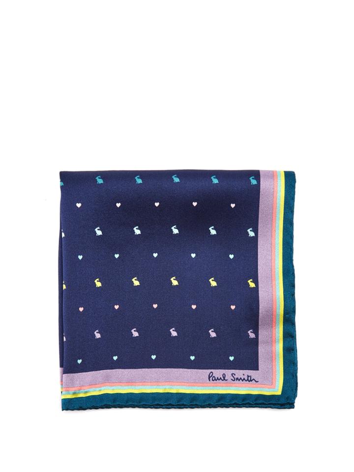 Paul Smith Rabbit And Heart-print Silk Pocket Square