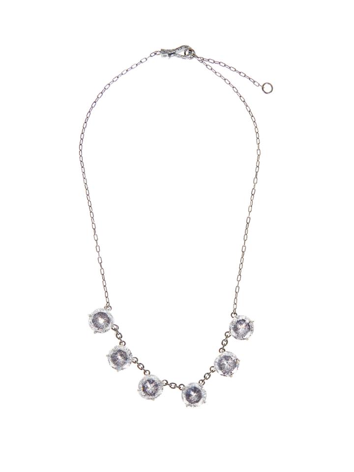 Bottega Veneta Cubic-zirconia And Oxidised-silver Necklace
