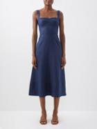 Saloni - Rachel Linen Dress - Womens - Navy