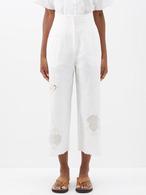 Ale Mais - Laurie Linen Wide-leg Trousers - Womens - White