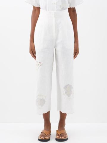 Ale Mais - Laurie Linen Wide-leg Trousers - Womens - White