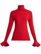 Matchesfashion.com Valentino - Ribbed Knit Roll Neck Sweater - Womens - Red