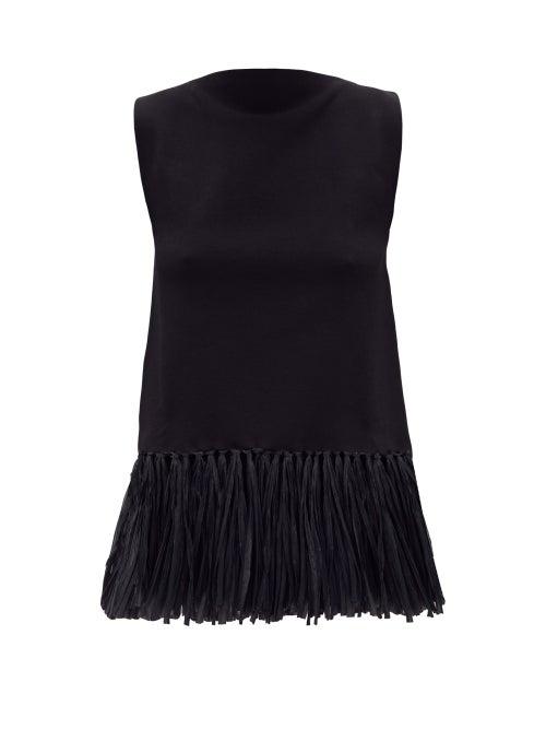 Matchesfashion.com Jil Sander - Raffia-hem Crepe-jersey Top - Womens - Black