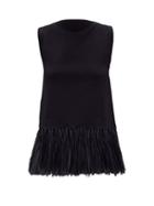 Matchesfashion.com Jil Sander - Raffia-hem Crepe-jersey Top - Womens - Black