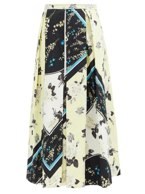 Matchesfashion.com Erdem - Elena Rosemont Willow-print Cotton Skirt - Womens - Yellow Print