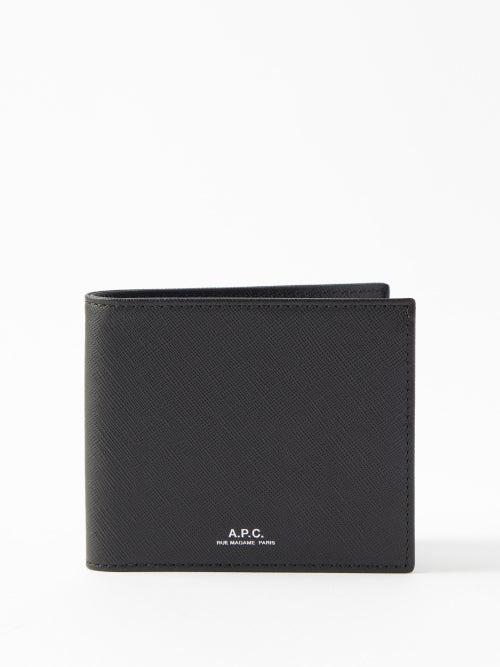 A.p.c. - Logo-print Grained-leather Bi-fold Wallet - Mens - Black