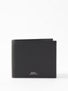 A.p.c. - Logo-print Grained-leather Bi-fold Wallet - Mens - Black