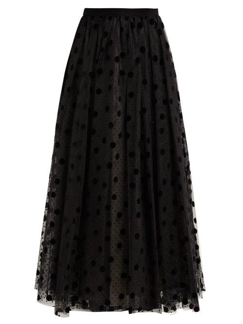 Matchesfashion.com Erdem - Lindle Flocked Polka Dot Tulle Skirt - Womens - Black