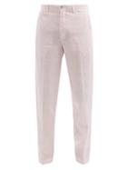 Matchesfashion.com 120% Lino - Slim-leg Linen-calico Suit Trousers - Mens - Pink