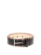 Matchesfashion.com Paul Smith - Signature Stripe Trimmed Leather Belt - Mens - Black