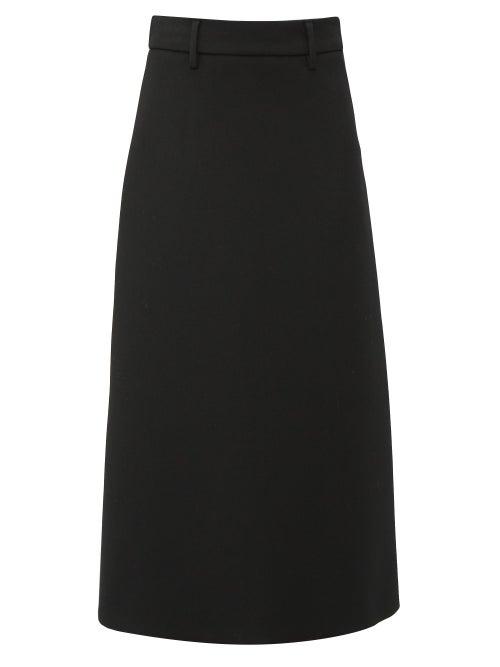 Matchesfashion.com Prada - A Line Wool Twill Skirt - Womens - Black