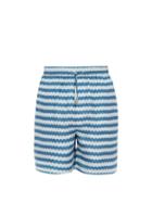 Matchesfashion.com All At Sea - Wave Print Silk Satin Pyjama Shorts - Mens - Blue