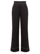 Matchesfashion.com Burberry - Crystal Trimmed Wide Leg Silk Trousers - Womens - Black