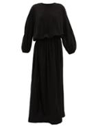 Matchesfashion.com Albus Lumen - Licentia Draped Cotton Maxi Dress - Womens - Black