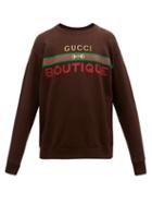 Matchesfashion.com Gucci - Logo-print Cotton-jersey Sweatshirt - Mens - Brown