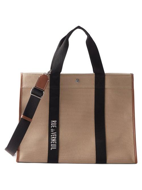 Rue De Verneuil - Traveller Xl Canvas Tote Bag - Womens - Brown Beige