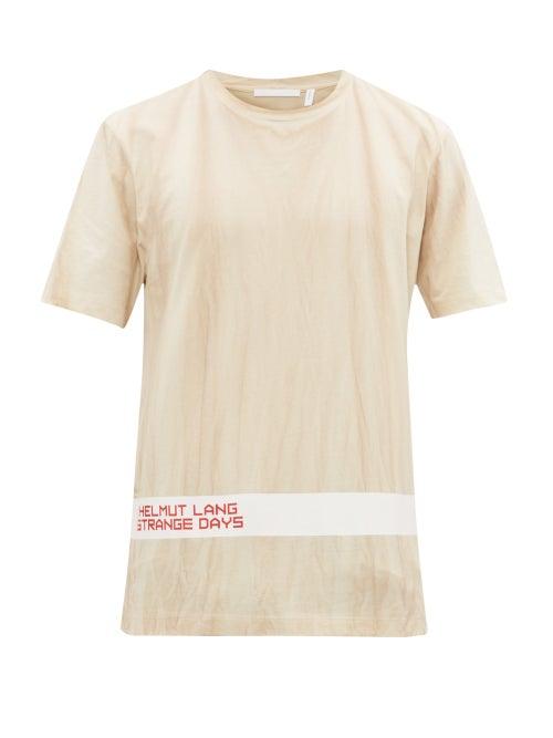 Matchesfashion.com Helmut Lang - Strange Days Logo Print Cotton T Shirt - Mens - Beige Multi