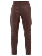 Matchesfashion.com Nili Lotan - East Hampton Panelled-leather Trousers - Womens - Burgundy
