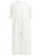 Matchesfashion.com Horror Vacui - Infanta Scalloped Trim Cotton Dress - Womens - White