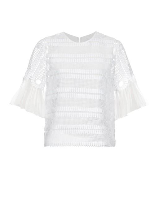 Chloé Contrast-cuff Macram-lace Top