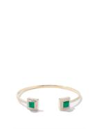 Jade Jagger - Diamond, Emerald & 18kt Gold Bangle - Womens - Green Gold