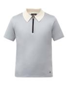 Matchesfashion.com Dunhill - Zip-neck Cotton-jersey Polo Shirt - Mens - Light Blue
