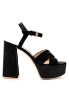 Matchesfashion.com Gianvito Rossi - Crossover Front 70 Platform Suede Sandals - Womens - Black