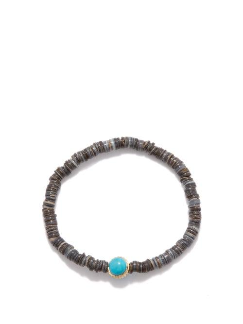 Luis Morais - Turquoise & 14kt Gold Beaded Bracelet - Mens - Black Multi