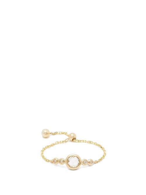 Matchesfashion.com Anissa Kermiche - April Diamond, Clear Quartz & Gold Chain Ring - Womens - Clear