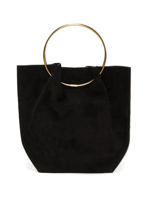 Matchesfashion.com The Row - Flat Micro Ring-handle Suede Bag - Womens - Black