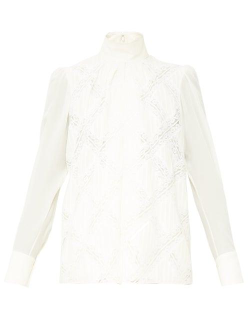 Matchesfashion.com Chlo - Puffed-sleeve Silk-georgette Blouse - Womens - White
