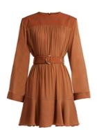 Matchesfashion.com Chlo - Mousseline Gathered Mini Dress - Womens - Brown