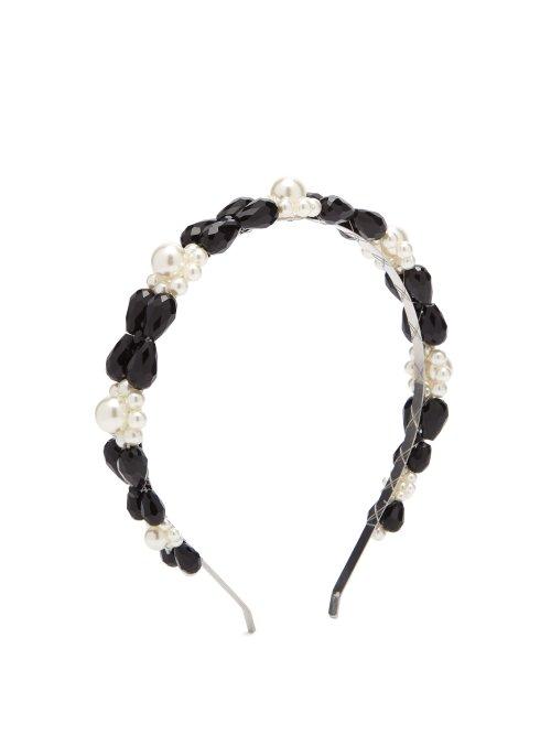 Matchesfashion.com Simone Rocha - Daisy Faux Pearl And Bead Embellished Headband - Womens - Black