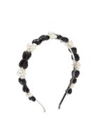 Matchesfashion.com Simone Rocha - Daisy Faux Pearl And Bead Embellished Headband - Womens - Black