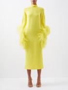 Taller Marmo - Del Rio Ostrich-feather Trimmed Crepe Dress - Womens - Yellow