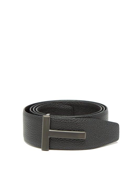 Tom Ford - T-buckle Reversible Full-grain Leather Belt - Mens - Black
