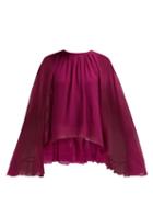 Matchesfashion.com Giambattista Valli - Cape Sleeve Silk Georgette Blouse - Womens - Dark Pink