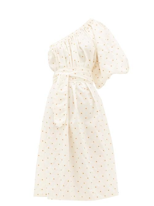 Matchesfashion.com Loup Charmant - Azores One-shoulder Cotton Dress - Womens - White Print