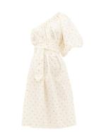 Matchesfashion.com Loup Charmant - Azores One-shoulder Cotton Dress - Womens - White Print